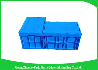 Récipients en plastique pliants bleus avec les couvercles attachés/récipient en plastique empilable