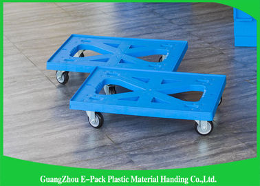 Matériaux mobiles en plastique bleus plats de Dolly Four Wheels 100% pp pour industriel