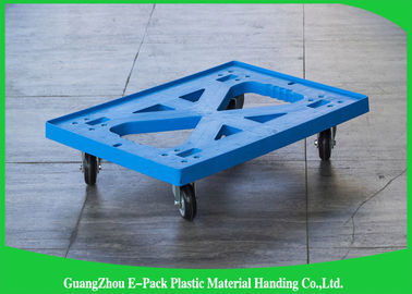 Matériaux mobiles en plastique bleus plats de Dolly Four Wheels 100% pp pour industriel