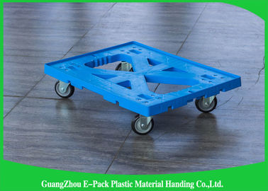 Matériaux mobiles en plastique bleus plats de Dolly Four Wheels 100% pp pour industriel