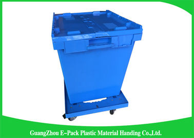 grandes boîtes de rangement 60L en plastique avec les couvercles, récipients d'expédition en plastique avec les couvercles attachés