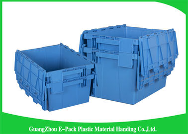 conteneurs attachés en plastique du couvercle 60L 600 * 400 * 365mm mobiles empilables résistants