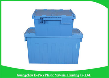 conteneurs attachés en plastique du couvercle 60L 600 * 400 * 365mm mobiles empilables résistants