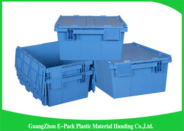 conteneurs attachés en plastique du couvercle 60L 600 * 400 * 365mm mobiles empilables résistants