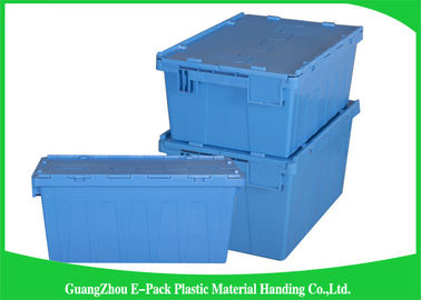 conteneurs attachés en plastique du couvercle 60L 600 * 400 * 365mm mobiles empilables résistants