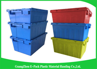 Les boîtes en mouvement en plastique de Customzized ont attaché des conteneurs de couvercle pour l'entrepôt