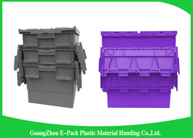 Les boîtes en mouvement en plastique de Customzized ont attaché des conteneurs de couvercle pour l'entrepôt