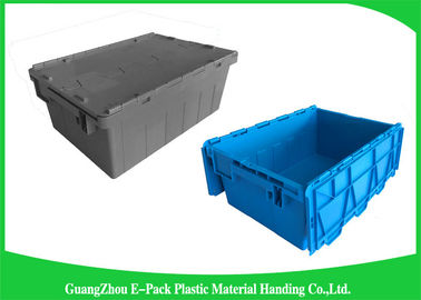 Conteneurs attachés en plastique bleus de couvercle de pp, boîtes de rangement en plastique avec des couvercles
