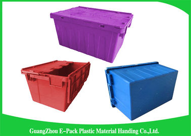 Conteneurs attachés en plastique bleus de couvercle de pp, boîtes de rangement en plastique avec des couvercles