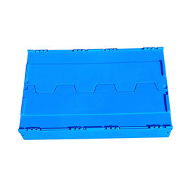 La boîte en plastique pliante de logistique de 600*400*368 millimètre a attaché la couleur bleue de couvercles