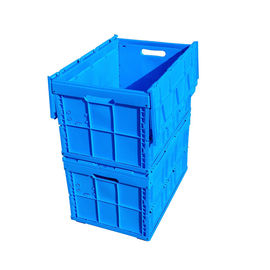 La boîte en plastique pliante de logistique de 600*400*368 millimètre a attaché la couleur bleue de couvercles