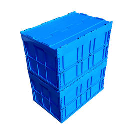 La boîte en plastique pliante de logistique de 600*400*368 millimètre a attaché la couleur bleue de couvercles