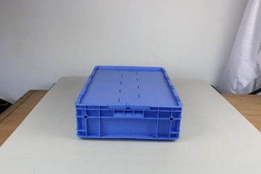 Chiffres d'affaires en plastique articulés de Tote Boxes Blue Color Stacking de stockage de couvercles