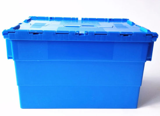 Récipient d'entreposage en plastique bleu de Grey Green 60L avec le couvercle