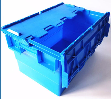 Récipient d'entreposage en plastique bleu de Grey Green 60L avec le couvercle