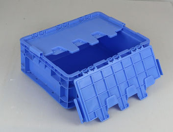 Chiffres d'affaires en plastique articulés de Tote Boxes Blue Color Stacking de stockage de couvercles